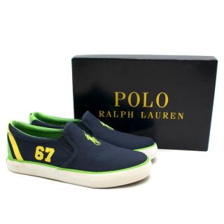 Polo Ralph Lauren Boys Navy Canvas Slip-on Sneakers