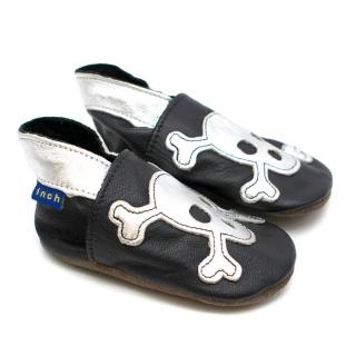 Inch Blue Baby Boy 12M Soft Black Leather Skull Shoes