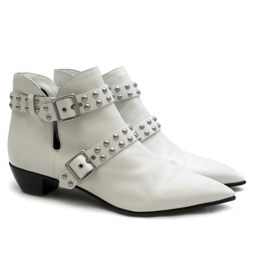 white studded ankle boots