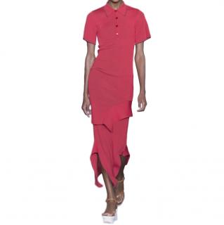 Stella McCartney Red Asymmetric Ribbed Polo Dress