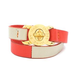 Marc by Marc Jacobs Red Leather Double Wrap Bracelet  