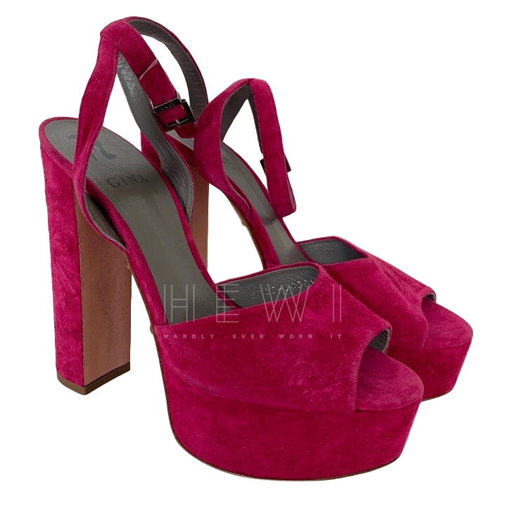 pink suede platform sandals