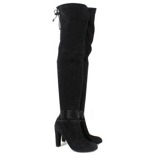 Stuart Weitzman Suede Highland stretch over-the-knee black boots