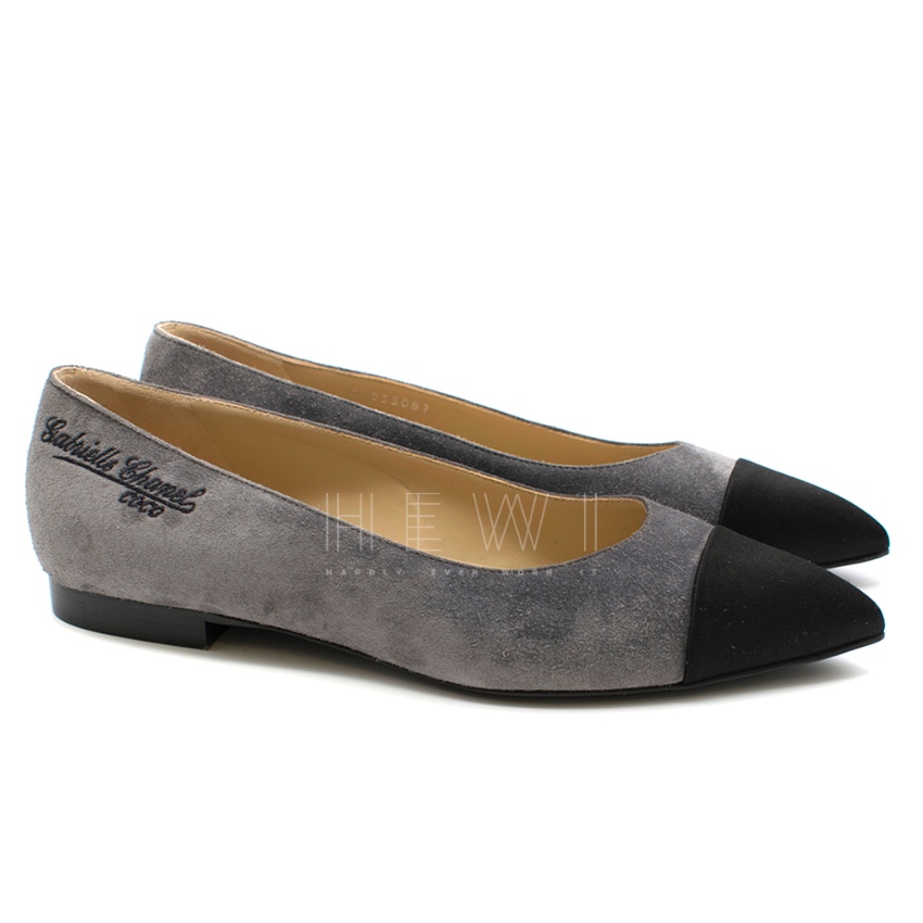 grey flat pumps