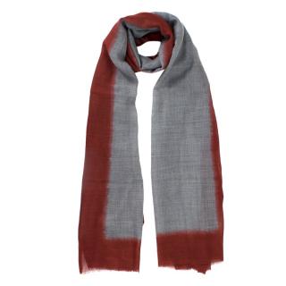 Paule Ka Fringed Stole In Two-Tone Red And Grey 