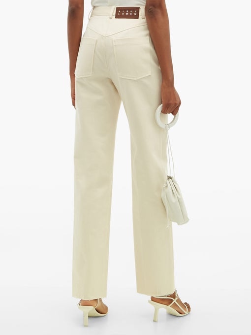 cream straight leg jeans