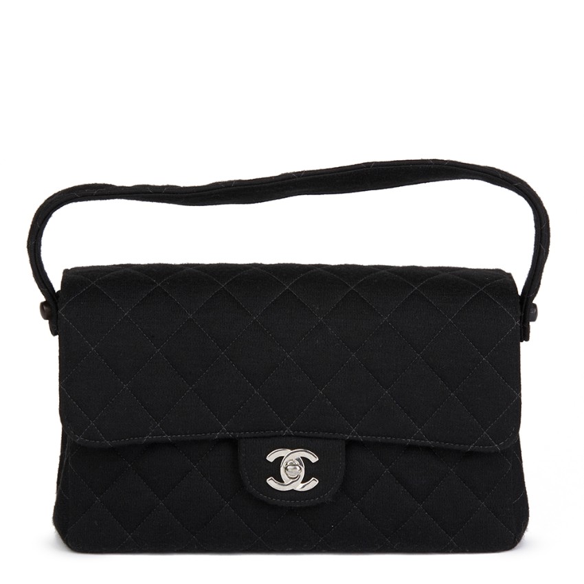 Chanel Vintage Black Jersey Double Flap Bag | HEWI London