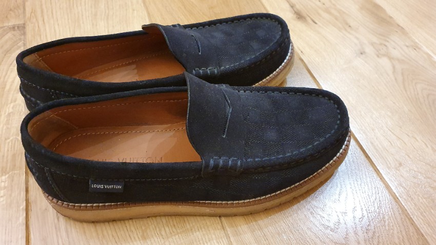 Louis Vuitton Navy Blue Suede Mens Loafers | HEWI London