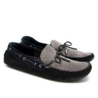 Louis Vuitton Blue & Grey Suede Men's Loafers 