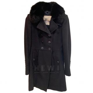 Burberry Prorsum Cashmere & Wool Coat W/ Fox Fur Collar