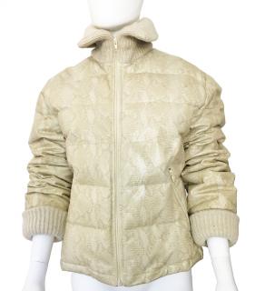 Leather Snake Print embossed Puffer Jacket by Iceberg.