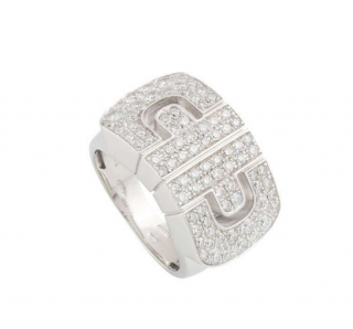 Bvlgari White Gold Pave Diamond Ring Size 48