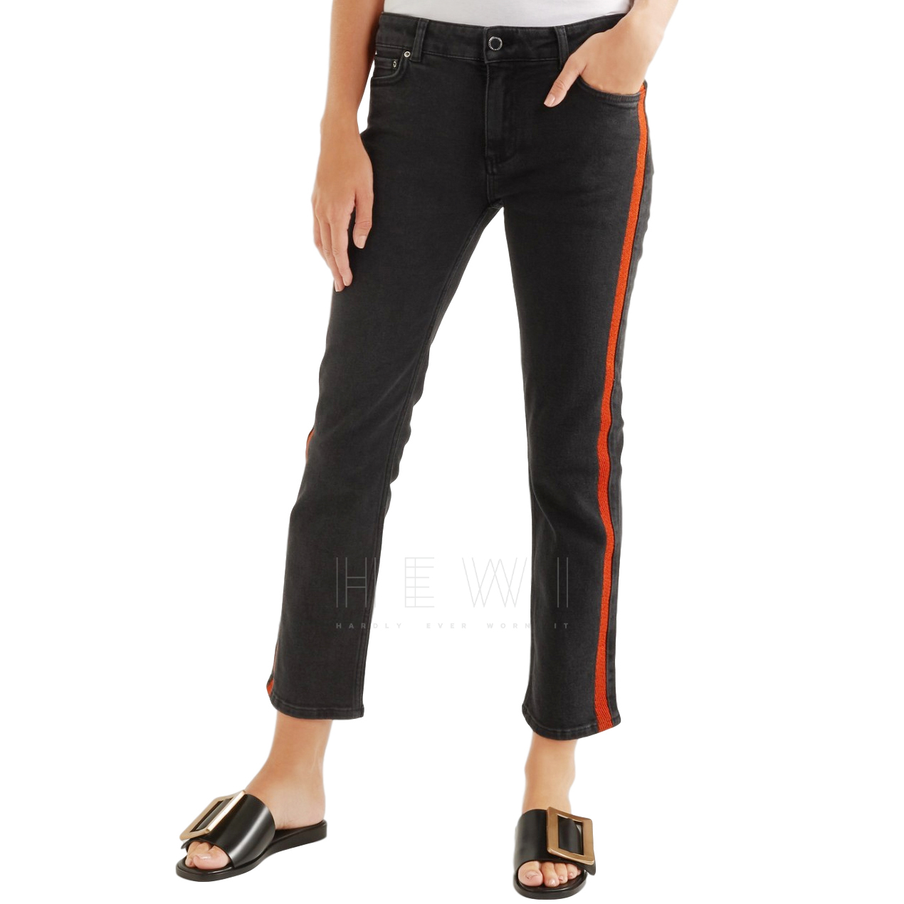 jeans with red side stripe