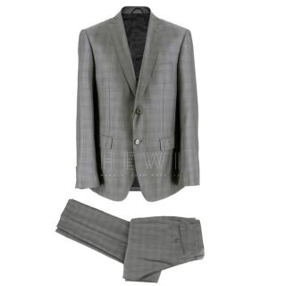 Balmain Men's Grey Check Slim Fit Suit