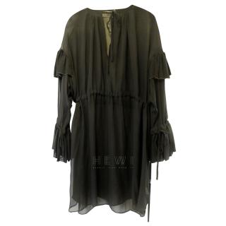  Dries Van Noten black silk chiffon dress