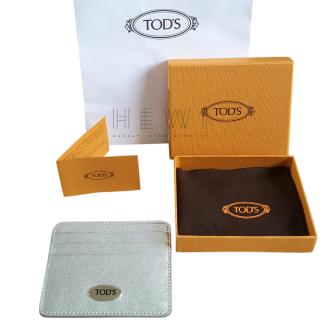 Tod's Silver Grained Leather Card Holder