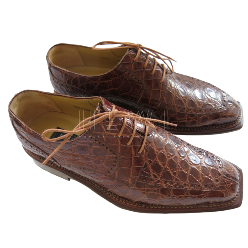Mezlan Platinum Series Brown Crocodile Brogue Shoes | HEWI