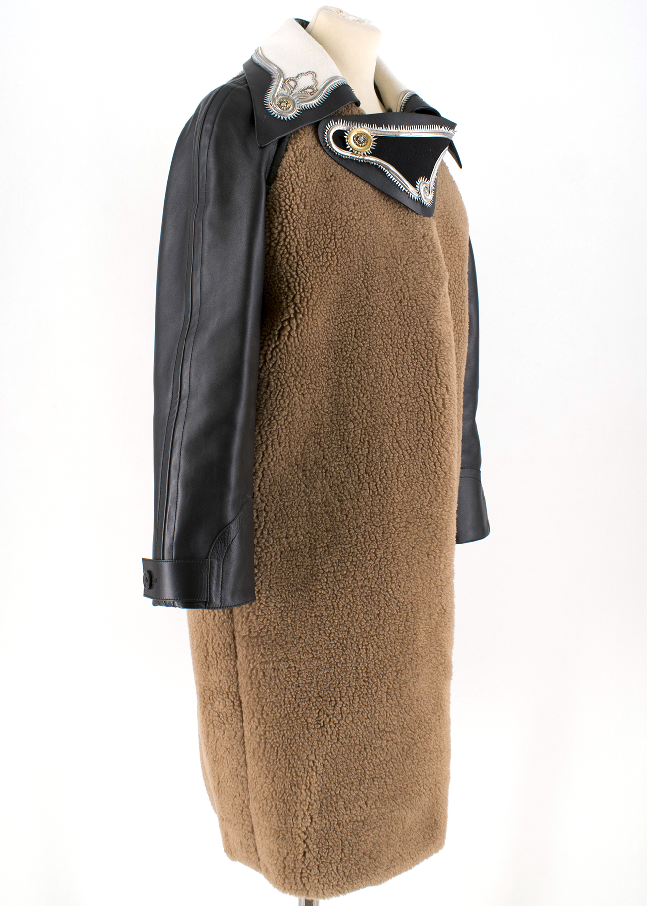 Louis Vuitton Leather Paneled Teddy Bear Coat With Leather Sleeve | HEWI