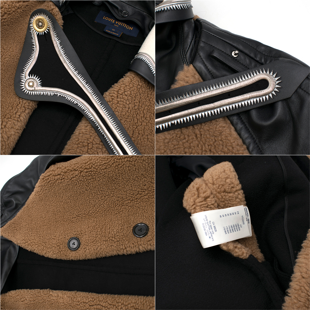 Louis Vuitton Leather Paneled Teddy Bear Coat With Leather Sleeves | HEWI
