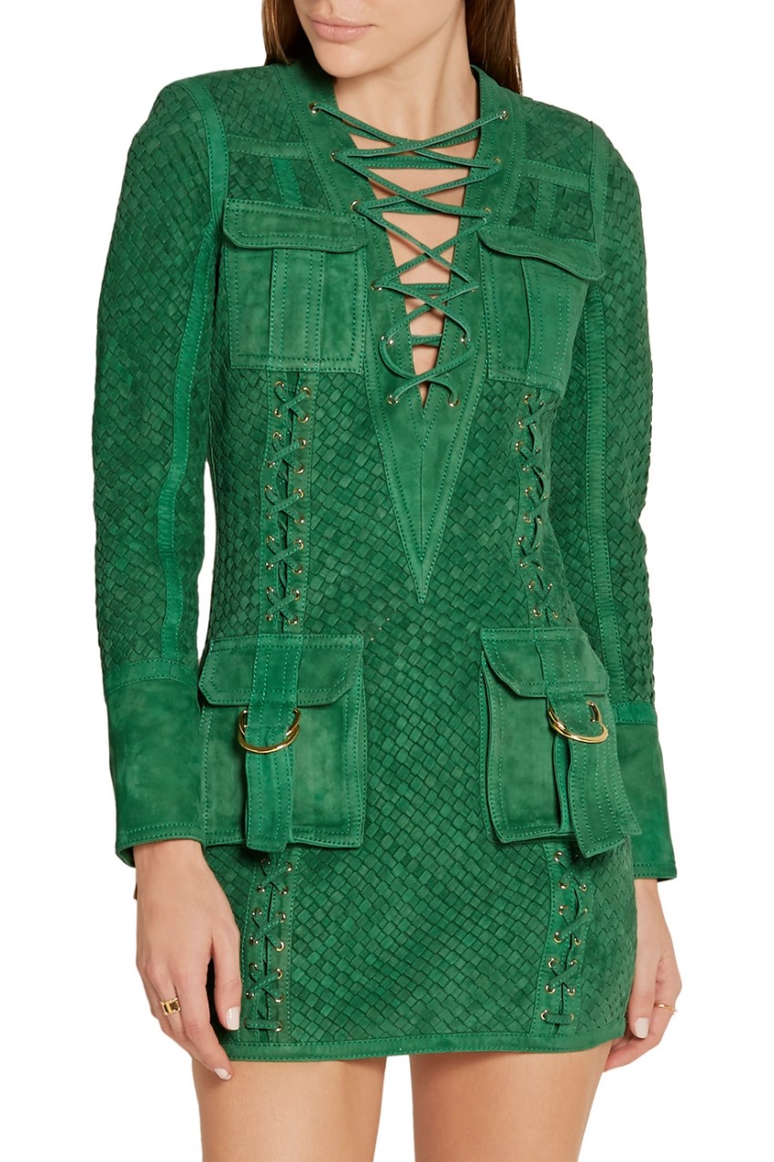 balmain green dress