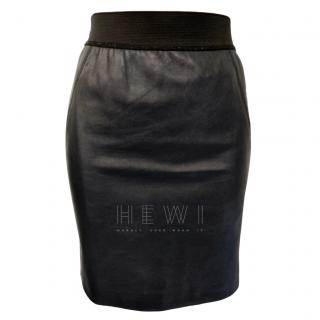Sandro Black Leather & Jersey Skirt