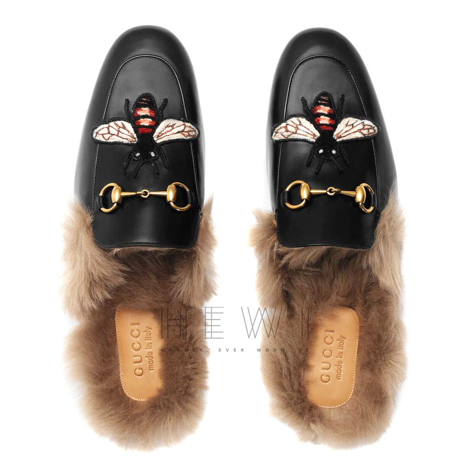 gucci princetown embroidered slipper