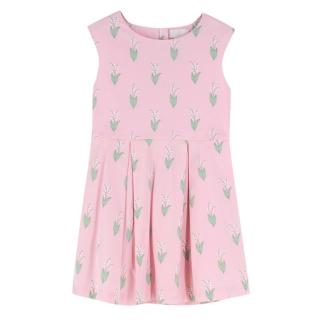 Jacadi baby pink sleeveless printed dress 