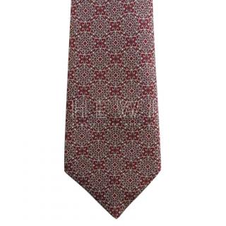 Stefano Ricci Red & White Handmade SIlk Printed Tie