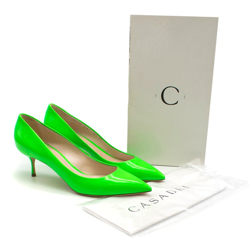 neon green kitten heels
