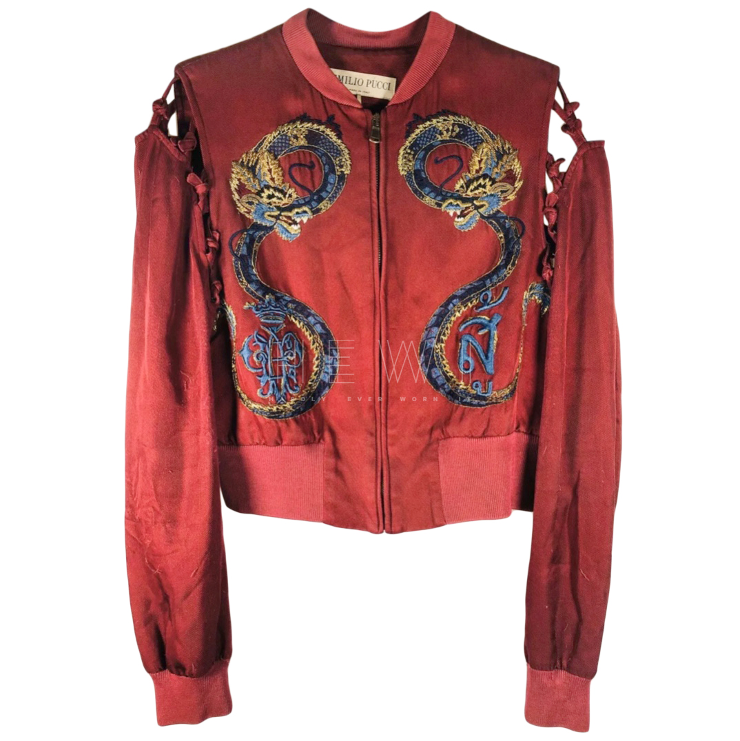 silk bomber jacket embroidered