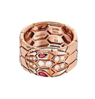 Bvlgari Serpenti diamond & rubellite 18k Rose Gold Ring