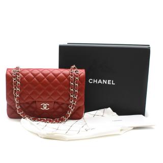 Chanel Red Caviar Leather Jumbo Double Flap Bag