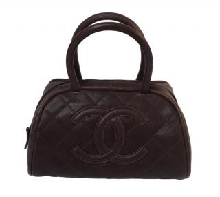 Chanel Brown Leather CC Top Handle Bag