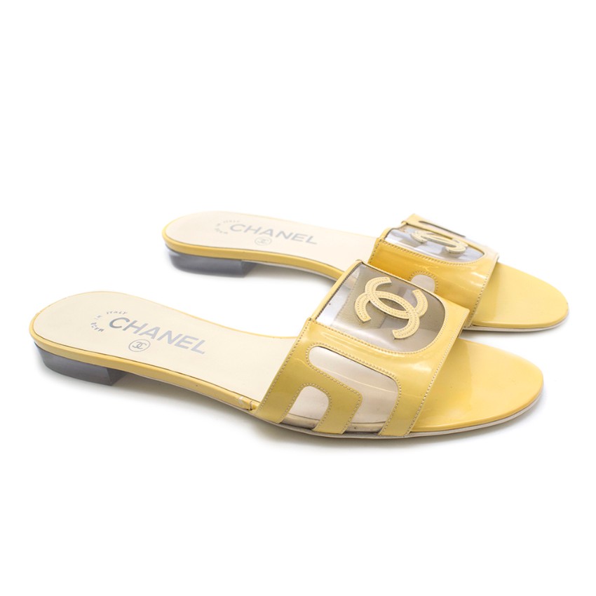 chanel patent leather slides