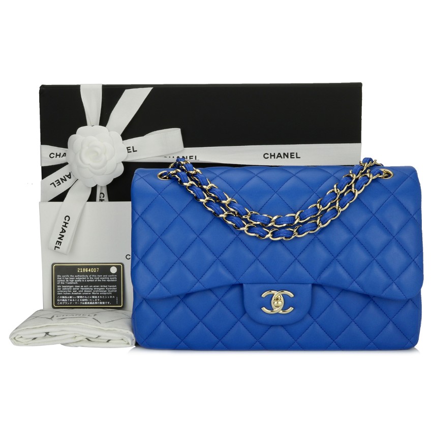 chanel flap blue