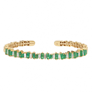 Suzanne Kalan 18-karat gold, emerald and diamond cuff