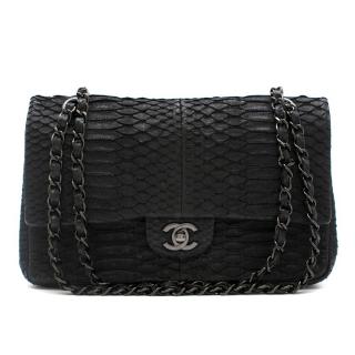 Chanel Black Python Medium Flap Bag