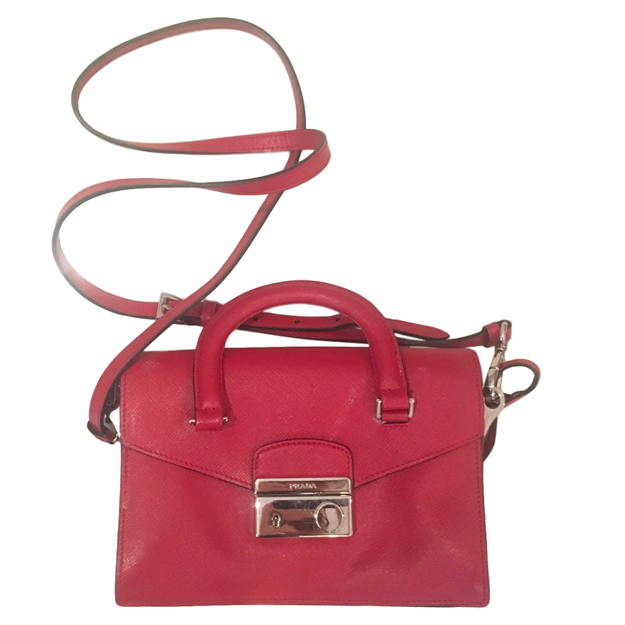 prada red leather bag