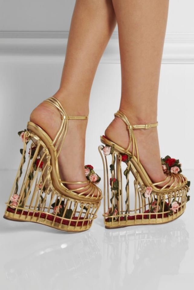 floral caged heels