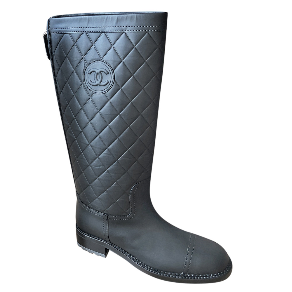 chanel quilted boots