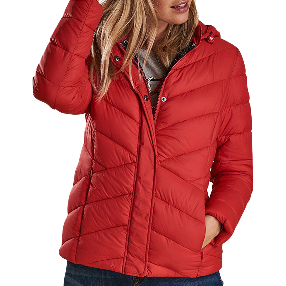 Barbour Red Quilted Hooded Puffer 