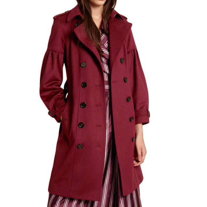 Burberry Burgundy Wool Trench Coat | HEWI