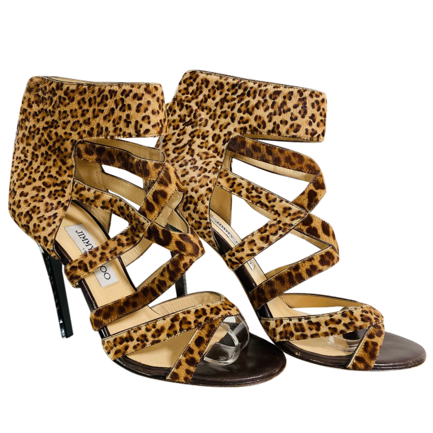leopard calf hair sandals