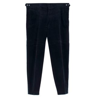 Hardy Amies Navy Corduroy Tailored Fit Trousers 