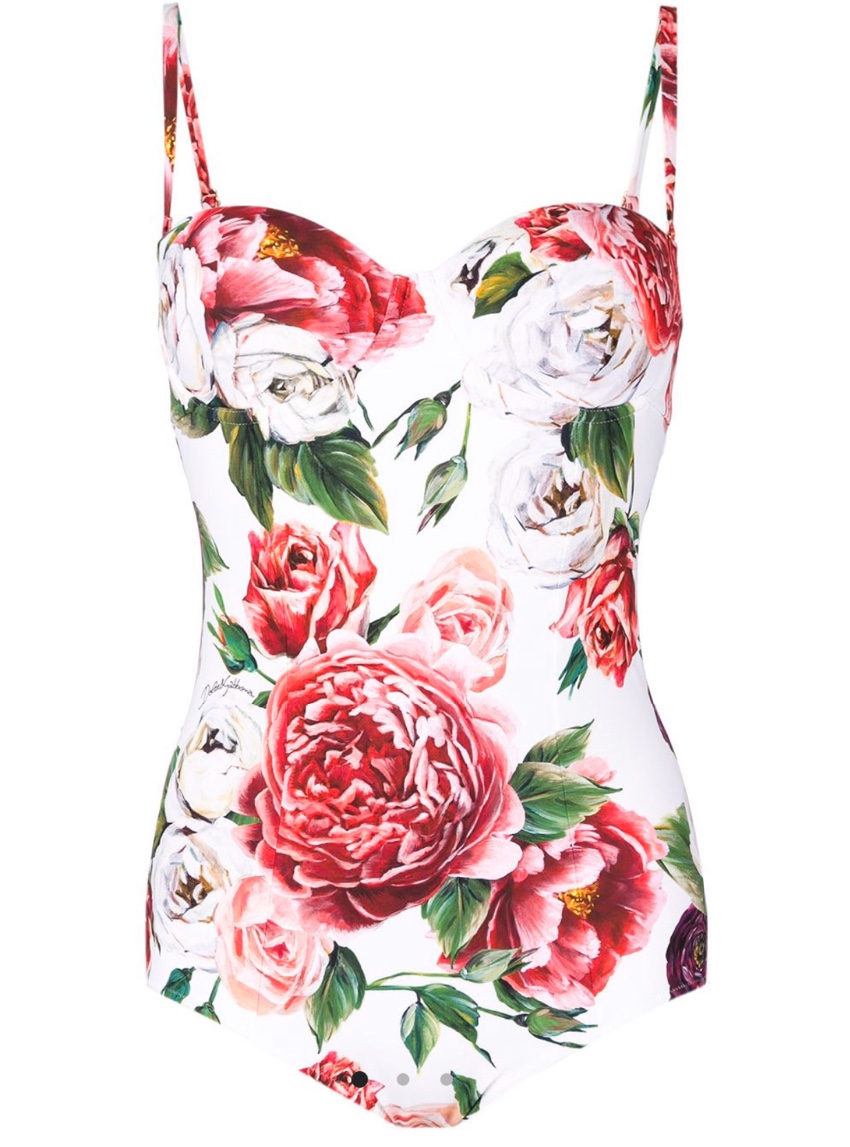 Dolce Gabbana Floral Print Bandeau Swimsuit | HEWI
