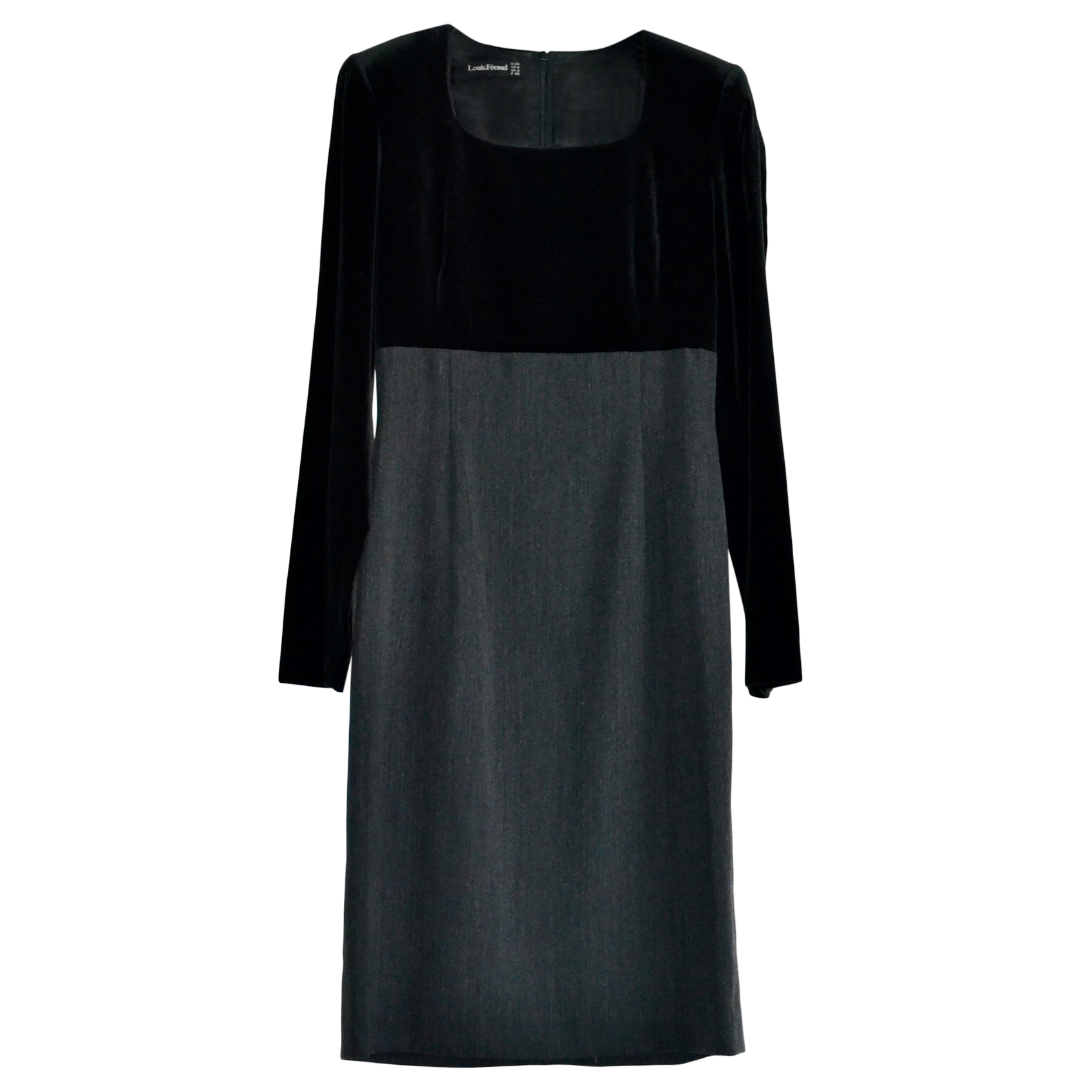 Louis Feraud Vintage Black Wool Velvet Pencil Dress | HEWI