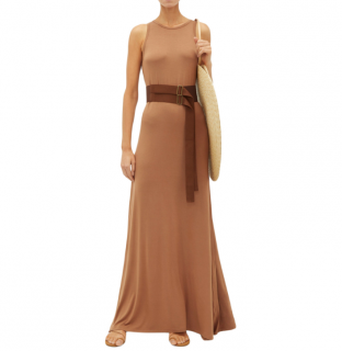  Albus Lumen Brown Sleeveless Belted Maxi Zara Dress
