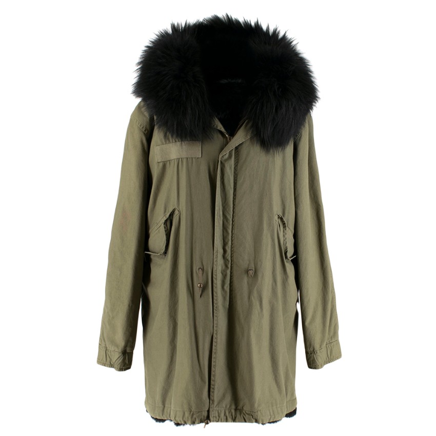 Mr Mrs Italy Khaki Parka With Fox Fur Lining Hewi