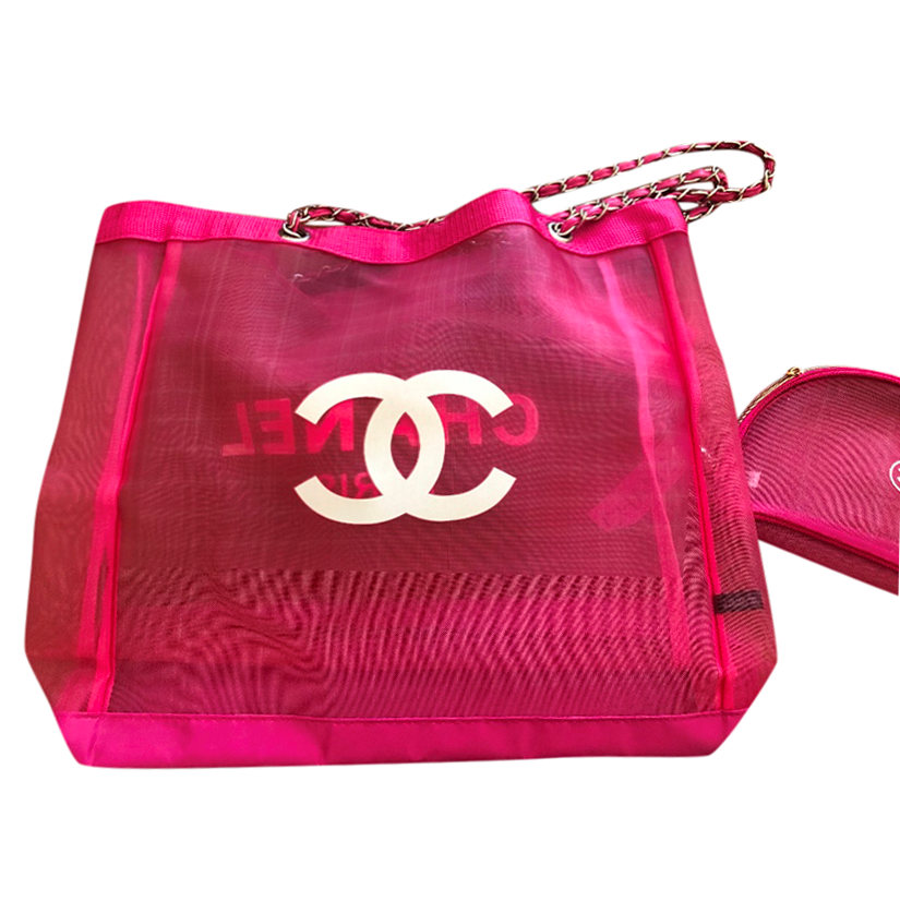 chanel pink beach bag