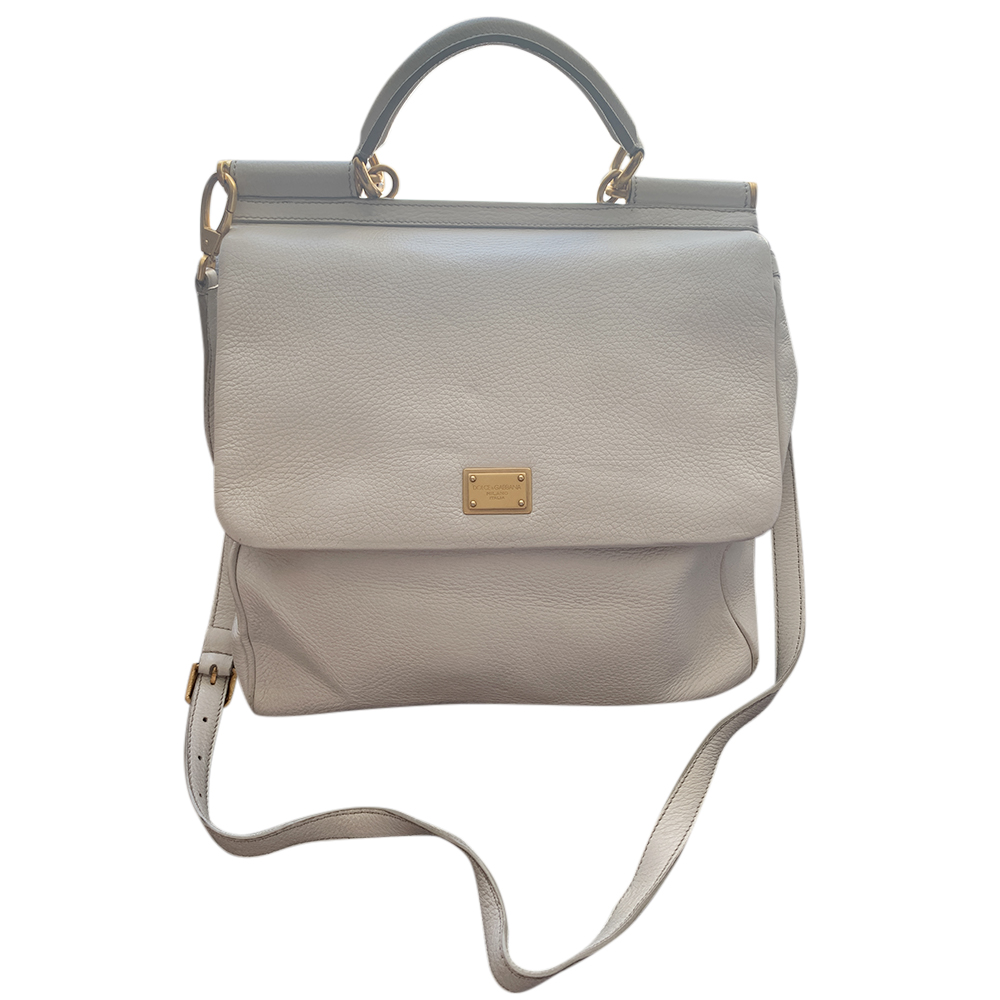 Dolce Gabbana White Leather Sicily Bag Hewi